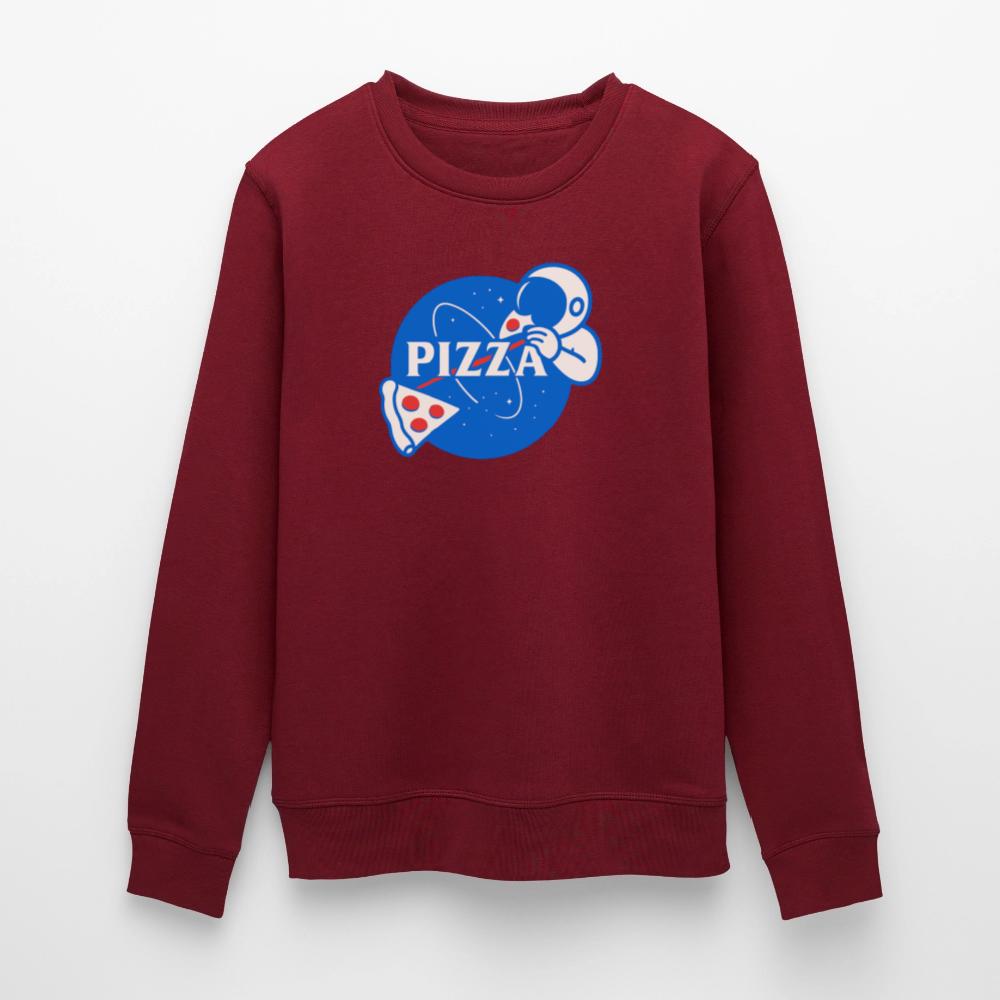 NASA Pizza Fusion Sweatshirt | Unisex Bio-Pullover mit Astronaut & Pizza Slice - Burgunderrot