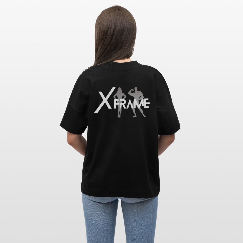 XFRAME Oversized Shirt Unisex | Premium Fitness T-Shirt mit Bodybuilding-Silhouette (Dunkler Stoff) - Schwarz