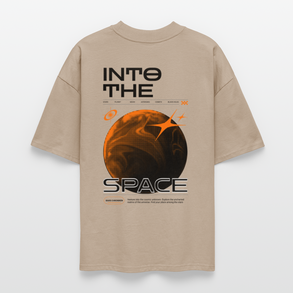 Into the Space | Premium Astronauten T-Shirt im Retro-Futurismus Look | Organic & 100% Bio-Baumwolle - Steingrau