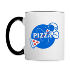 NASA Pizza Fusion Tasse | Kaffeebecher mit Astronaut & Pizza-Design - Weiß/Schwarz
