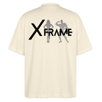 XFRAME Oversized Shirt Unisex | Premium Fitness T-Shirt mit Bodybuilding-Silhouette (Heller Stoff) - Weißgrau
