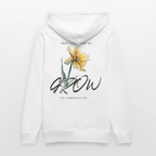 Unisex Bio Hoodie mit Blumenmotiv & „Grow“-Spruch | Nachhaltiger Kapuzenpullover - Weiß