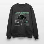 Wonders of the Universe Pullover – Oversized Bio-Sweater mit Retro Space Frontprint (Unisex) - Dunkelgrau meliert