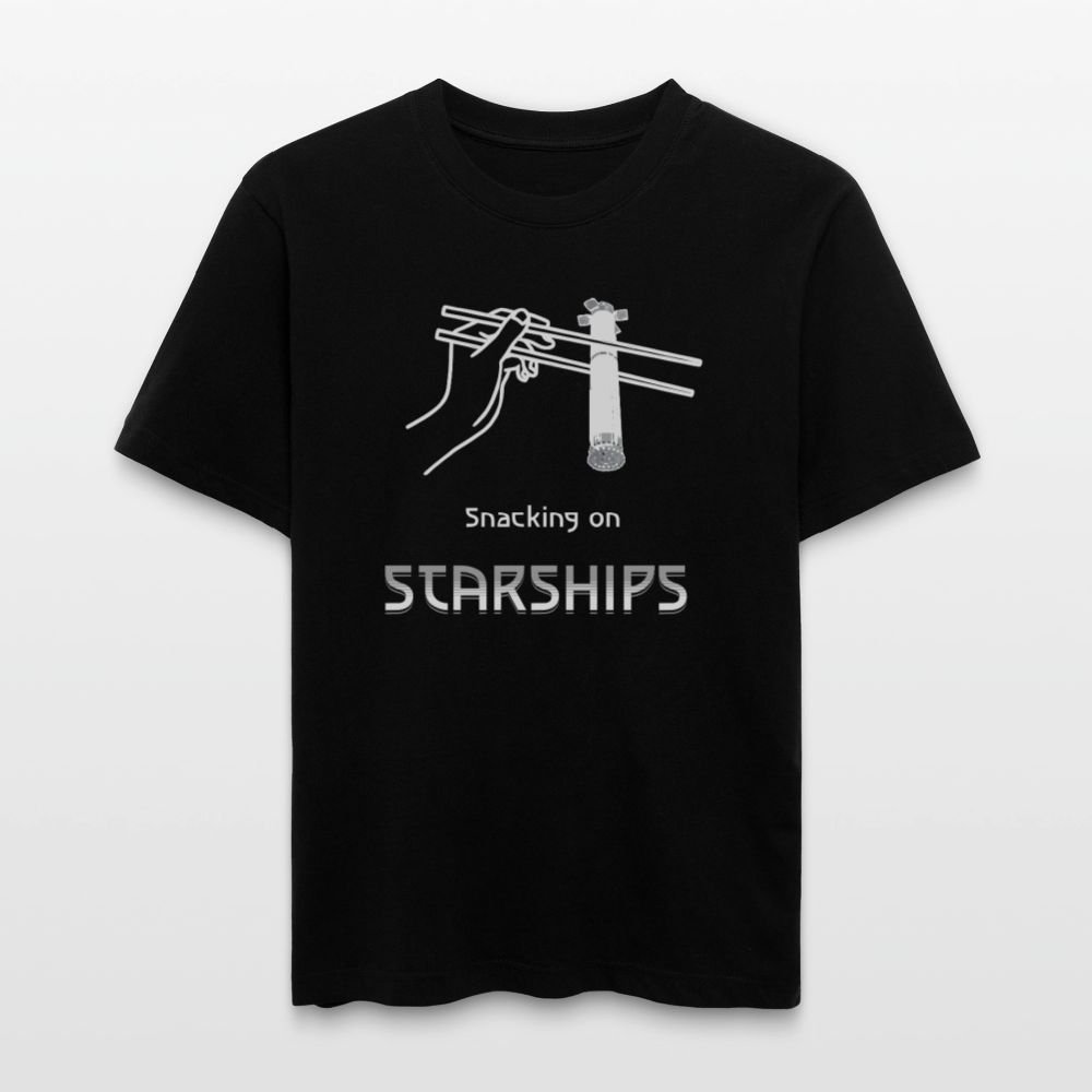 Space Shirt  „Snacking on Starships“ | Relaxed Fit mit Frontprint für Space-Enthusiasten | 100% Organic - Schwarz