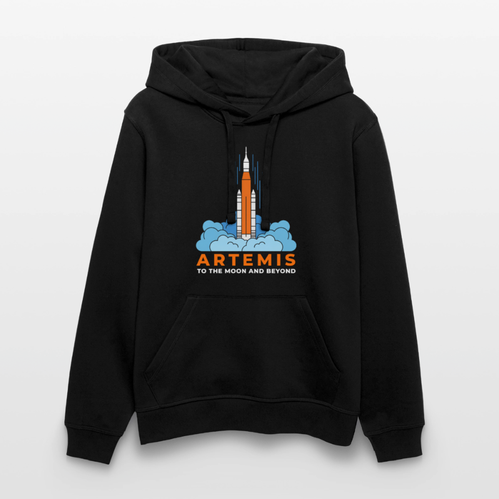 Artemis Mission Bio Hoodie Unisex | To The Moon And Beyond | Nachhaltiger Weltraum Raketen Kapuzenpullover - Schwarz
