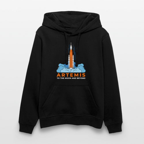 Artemis Mission Bio Hoodie Unisex | To The Moon And Beyond | Nachhaltiger Weltraum Raketen Kapuzenpullover - Schwarz