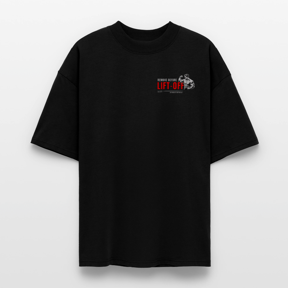 REMOVE BEFORE LIFT-OFF Shirt – Oversized Shirt mit Aviation & Gym Design (Unisex)| 100% Bio-Baumwolle - Schwarz