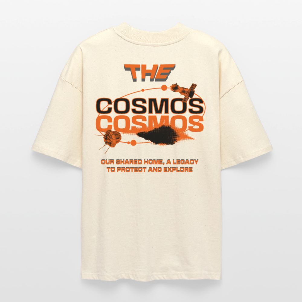 THE COSMOS | Sustainable Space Graphic Tee | Organic Oversized Shirt Unisex - Weißgrau