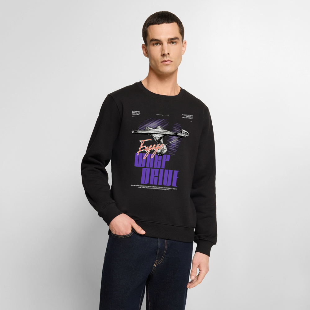 Warp Drive Premium Bio-Pullover Herren – "Engage" Sci-Fi Sweatshirt (Organic Blend) - Schwarz