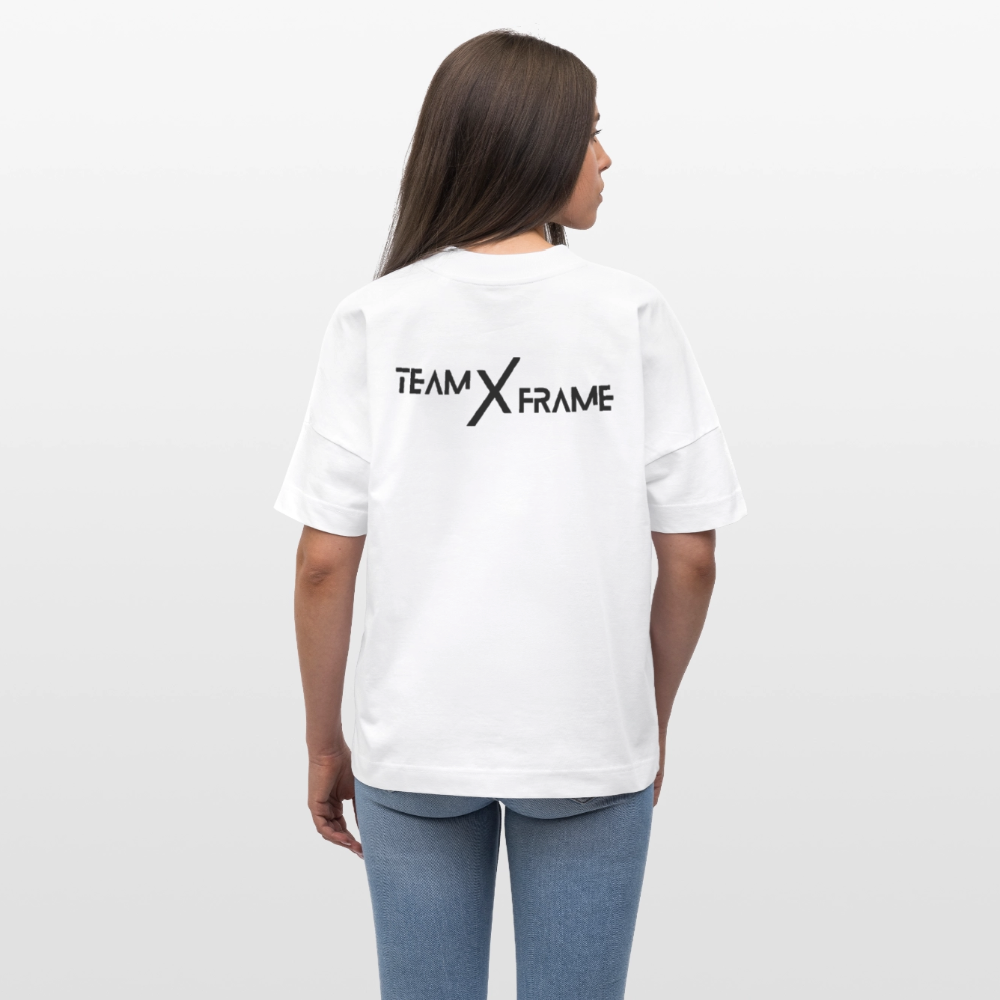 Premium Organic Unisex Oversized Shirt Team XFrame 2 | Stylisches Bodybuilding Shirt (Heller Stoff) - Weiß