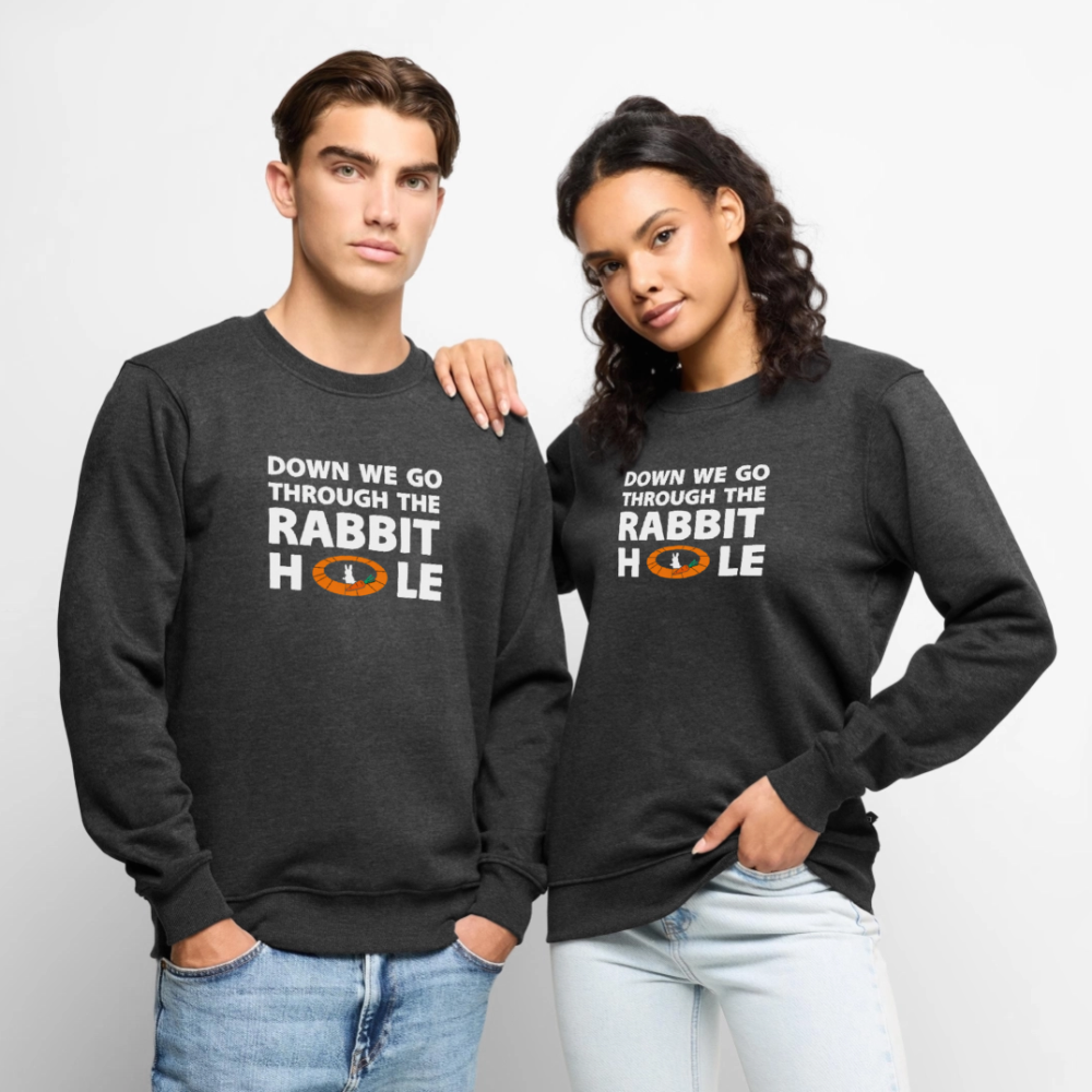 „Down The Rabbit Hole“ Schwarzes Loch | Astronomie Nerd Premium Pullover - Anthrazit meliert