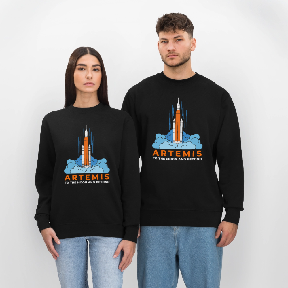 Artemis Mission Bio Sweatshirt Unisex – To The Moon And Beyond | Nachhaltiger Weltraum Pullover - Schwarz