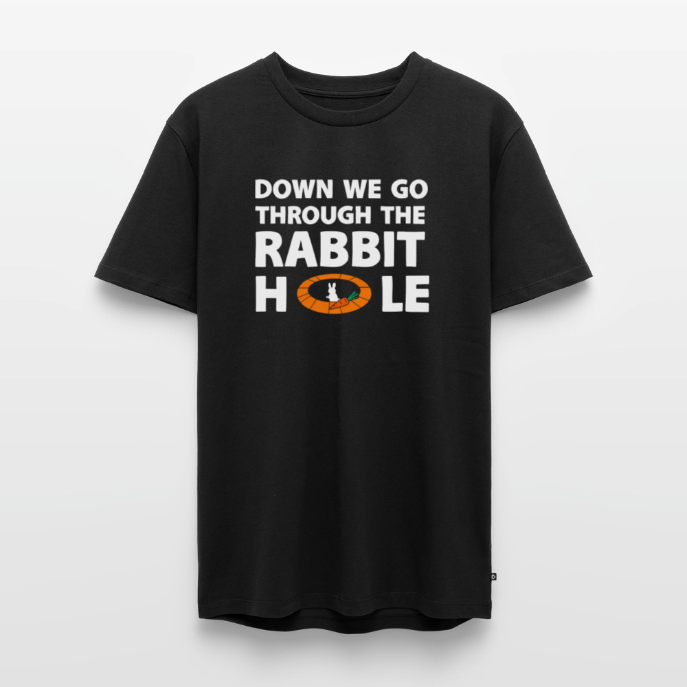 „Down The Rabbit Hole“ Schwarzes Loch | Astronomie & Physik Nerd Premium T-Shirt | Not Oversized, normal Fit - Schwarz