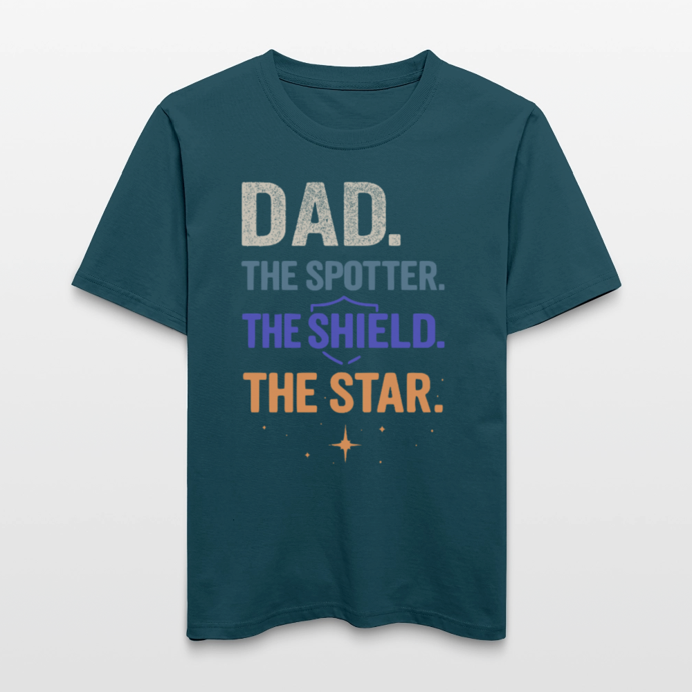 Emotionales Vatertags Relaxed Fit T-Shirt | Dad. The Spotter. The Shield. The Star. - Dunkles Petrol