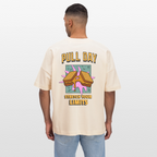 Lustiges Gym Shirt "Pull Day – Stretch Your Limits" | Premium Organic Oversized Shirt (Unisex) | Fitness & Gym Streatwear - Weißgrau