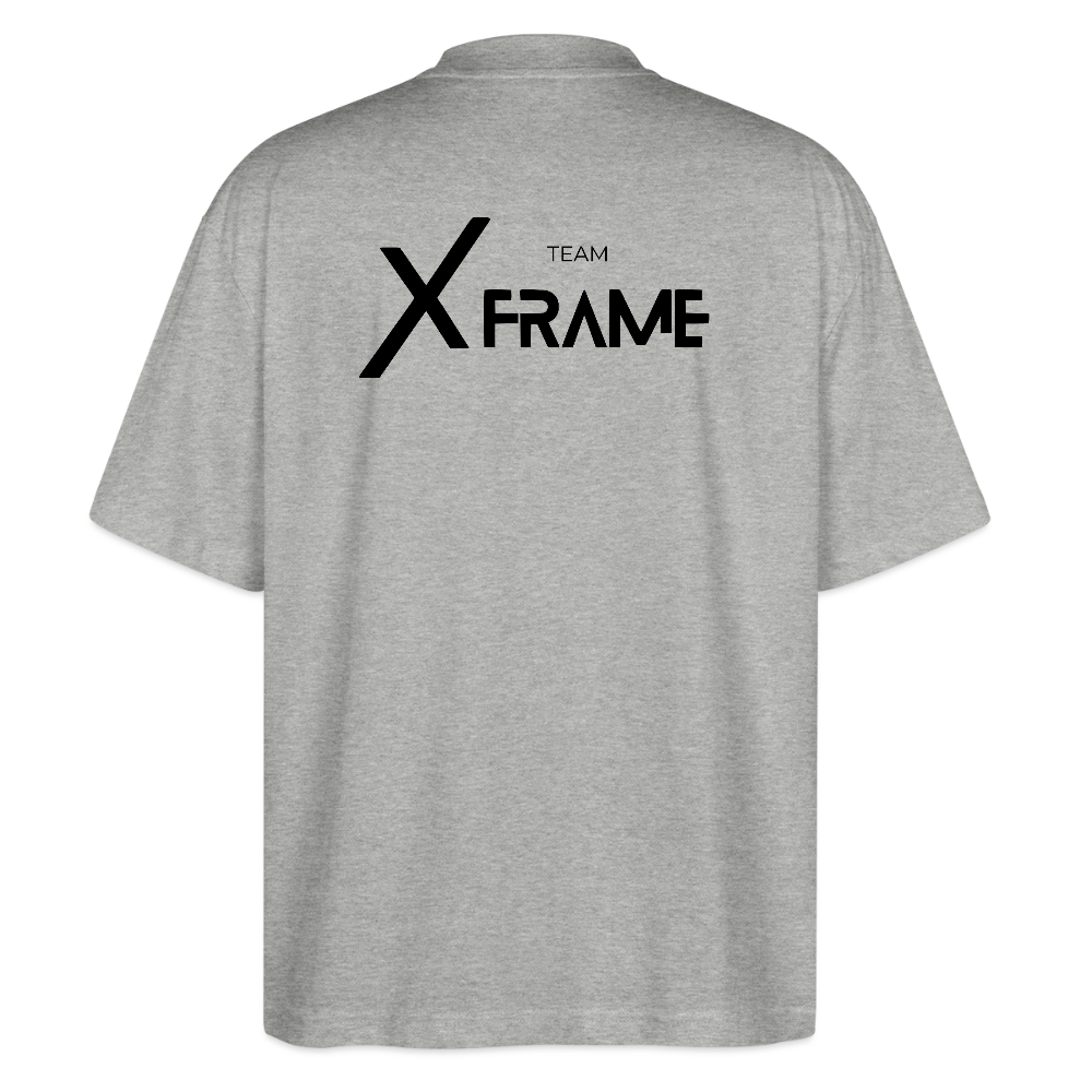 Premium Organic Oversized Shirt | Team XFrame | Stylisches Unisex Shirt für Bodybuilding, Fitness & Training (Heller Stoff) - Grau meliert