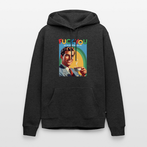 "F*UCK YOU - But In A Nice Peaceful Way" Premium Hoodie – Retro Statement Print - Anthrazit meliert