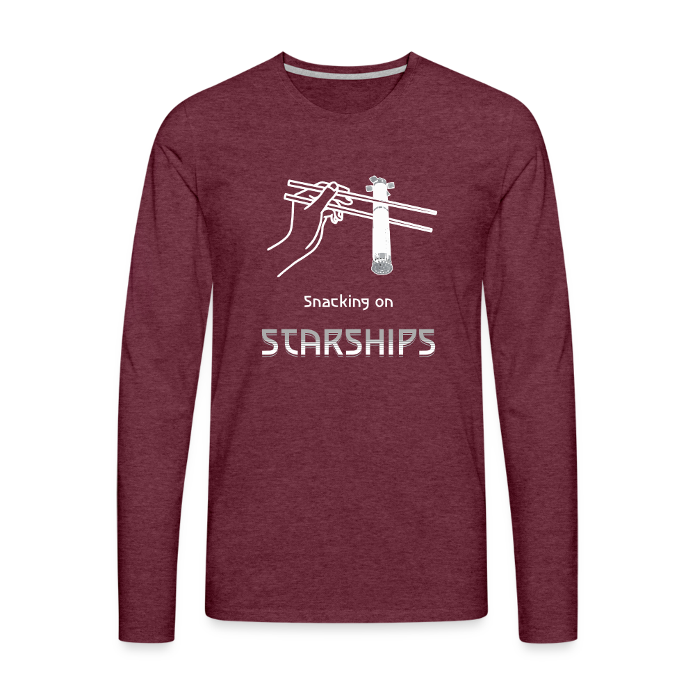 Snacking on Starships - Premium Long Sleeve - Bordeauxrot meliert