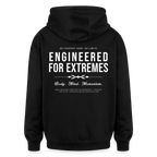 Motivierender Oversized Unisex Hoodie in Premium Qualität | Engineered For Extremes - Schwarz