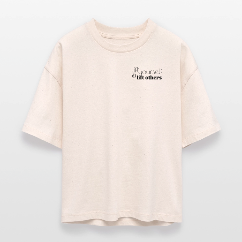 Lift Others | Organic Empowerment Shirt im Boxy Schnitt | Dark Print - Weißgrau
