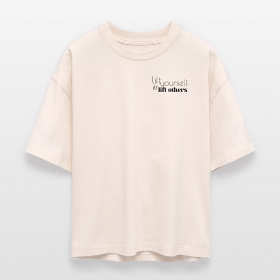 Lift Others | Organic Empowerment Shirt im Boxy Schnitt | Dark Print - Weißgrau