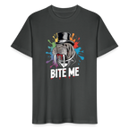 Unisex Bio-T-Shirt BITE ME – Lustiges Walross-Design mit Zylinder & buntem Splash-Effekt - Anthrazit
