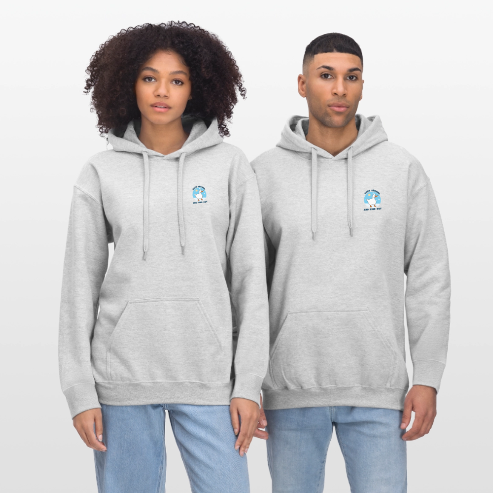 Lustiger Premium-Kapuzenpullover „Duck Around and Find Out“ | Unisex Midweight Hoodie - Hellgrau meliert