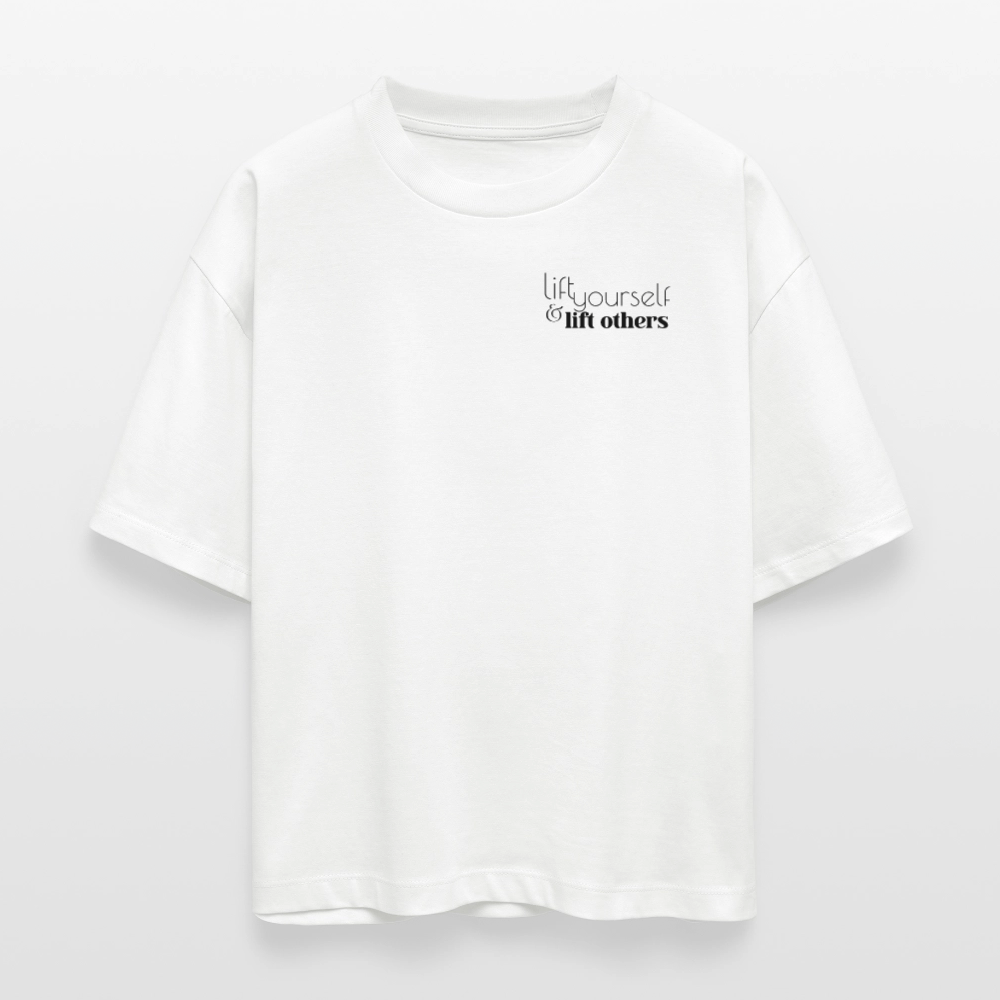 Lift Others | Organic Empowerment Shirt im Boxy Schnitt | Dark Print - Weiß