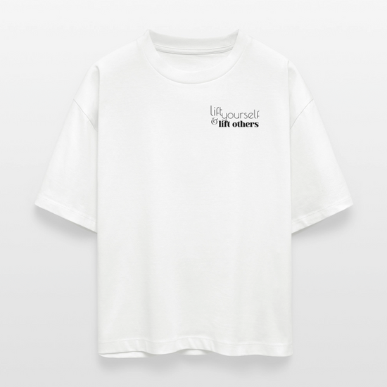 Lift Others | Organic Empowerment Shirt im Boxy Schnitt | Dark Print - Weiß