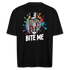 Bio Oversized Shirt BITE ME Unisex – Lustiges Walross-Design mit Zylinder & buntem Splash-Effekt - Schwarz