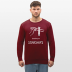 Starship Sweatshirt mit futuristischem Frontprint | „Snacking on Starships“ | 100% Bio-Baumwolle - Burgunderrot