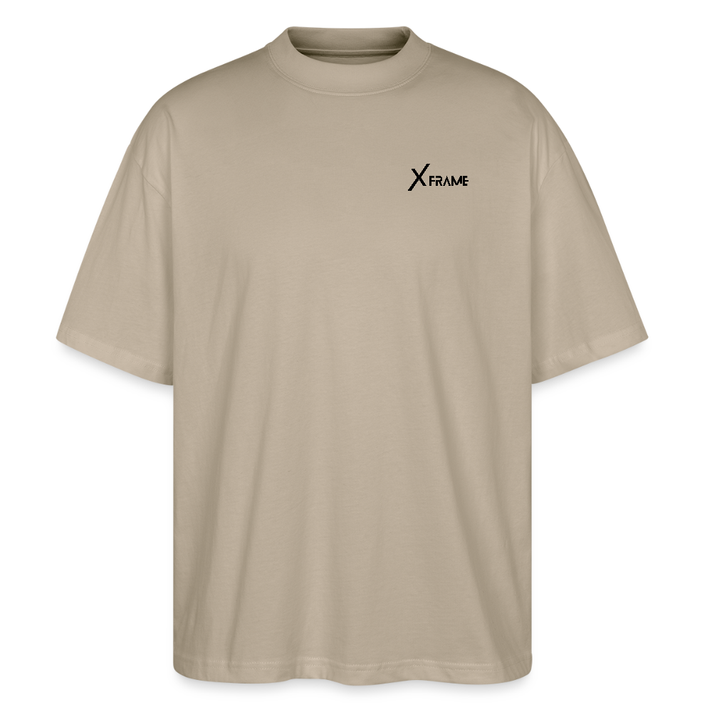 Premium Organic Oversized Shirt | Team XFrame | Stylisches Unisex Shirt für Bodybuilding, Fitness & Training (Heller Stoff) - Steingrau
