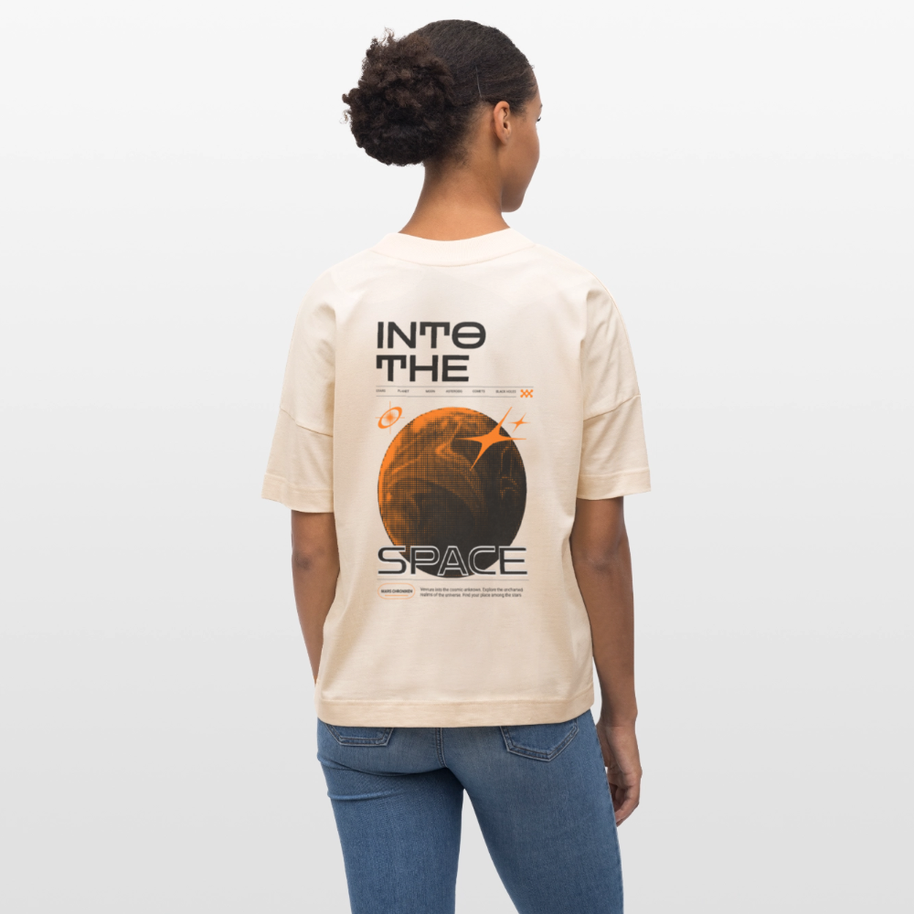 Into the Space | Premium Astronauten T-Shirt im Retro-Futurismus Look | Organic & 100% Bio-Baumwolle - Weißgrau