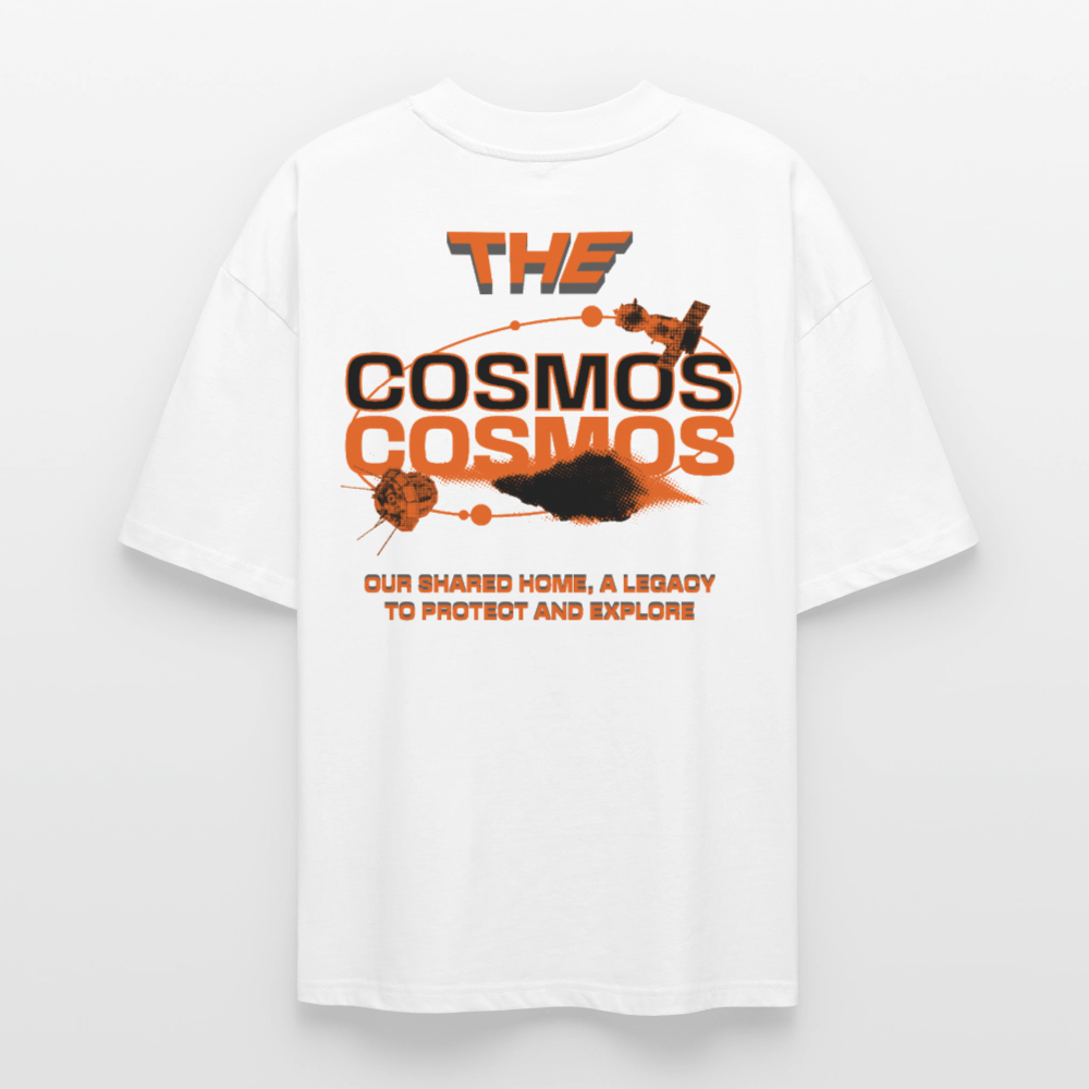 THE COSMOS | Sustainable Space Graphic Tee | Organic Oversized Shirt Unisex - Weiß