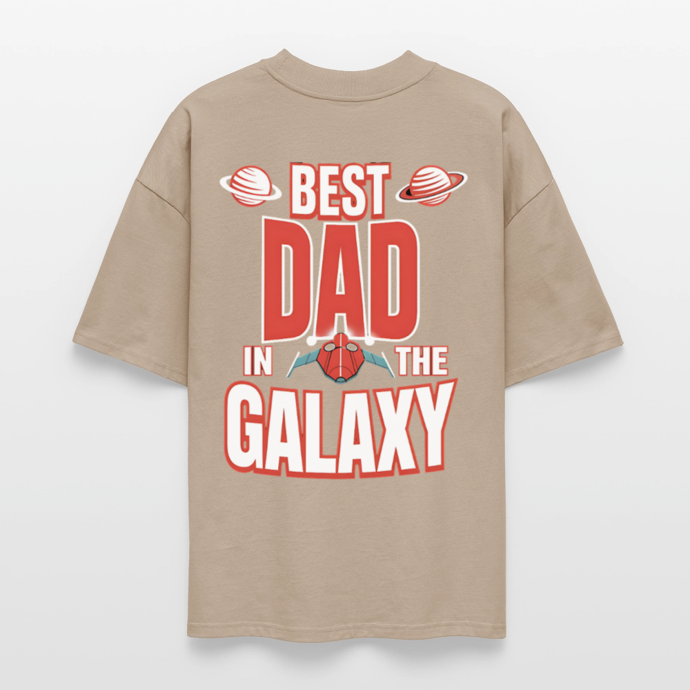 Vatertags Oversized Shirt für Weltraum-Fans | Best Dad in the Galaxy - Steingrau