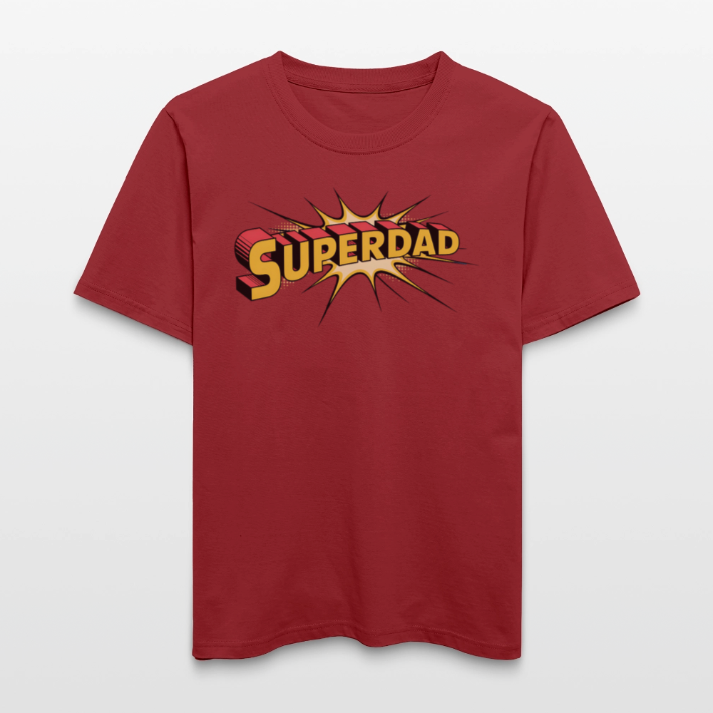 Superdad Relaxed Fit (Unisex) T-Shirt | Comic-inspiriertes Vatertagsdesign im Pop-Art-Stil - Erdrot