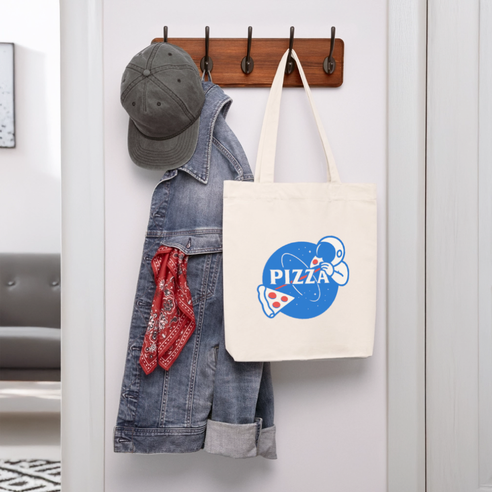 NASA Pizza Fusion Jutebeutel | Bio Stofftasche mit Astronaut-Pizza-Design - Naturweiß