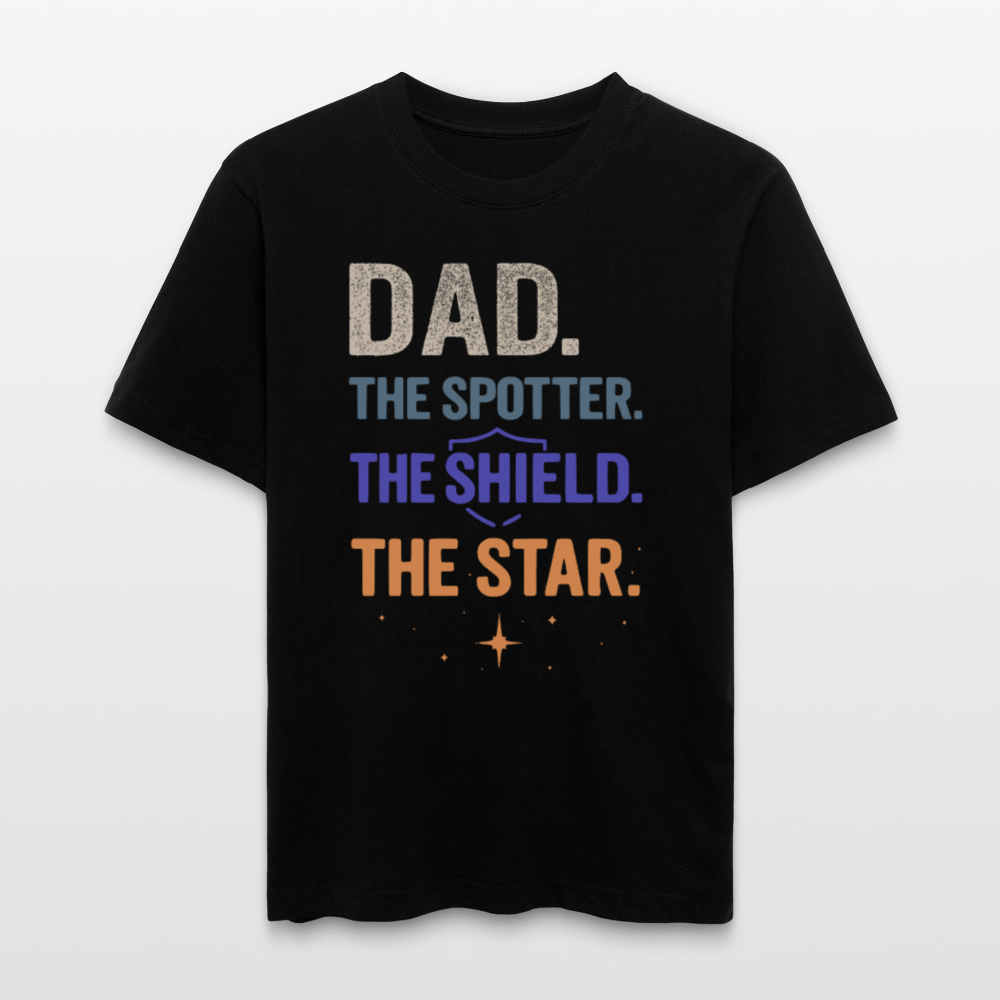 Emotionales Vatertags Relaxed Fit T-Shirt | Dad. The Spotter. The Shield. The Star. - Schwarz