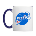 NASA Pizza Fusion Tasse | Kaffeebecher mit Astronaut & Pizza-Design - Weiß/Kobaltblau