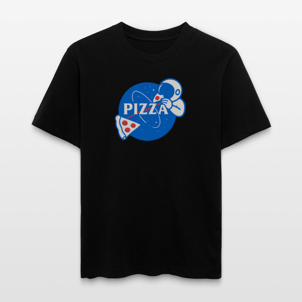 NASA Pizza Fusion T-Shirt | Bio Unisex Shirt im Relaxed Fit mit Space-Pizza-Motiv - Schwarz