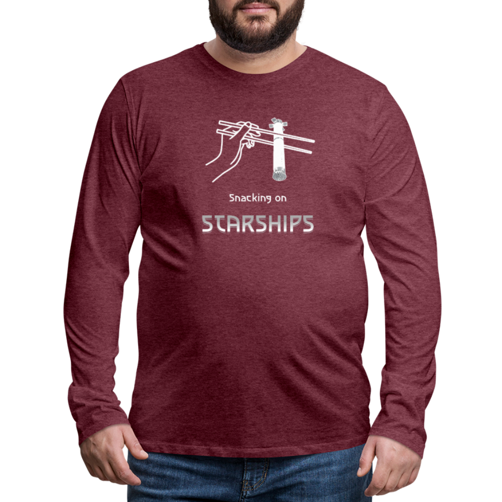 Snacking on Starships - Premium Long Sleeve - Bordeauxrot meliert