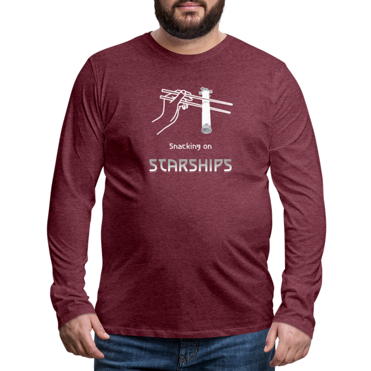 Snacking on Starships - Premium Long Sleeve - Bordeauxrot meliert