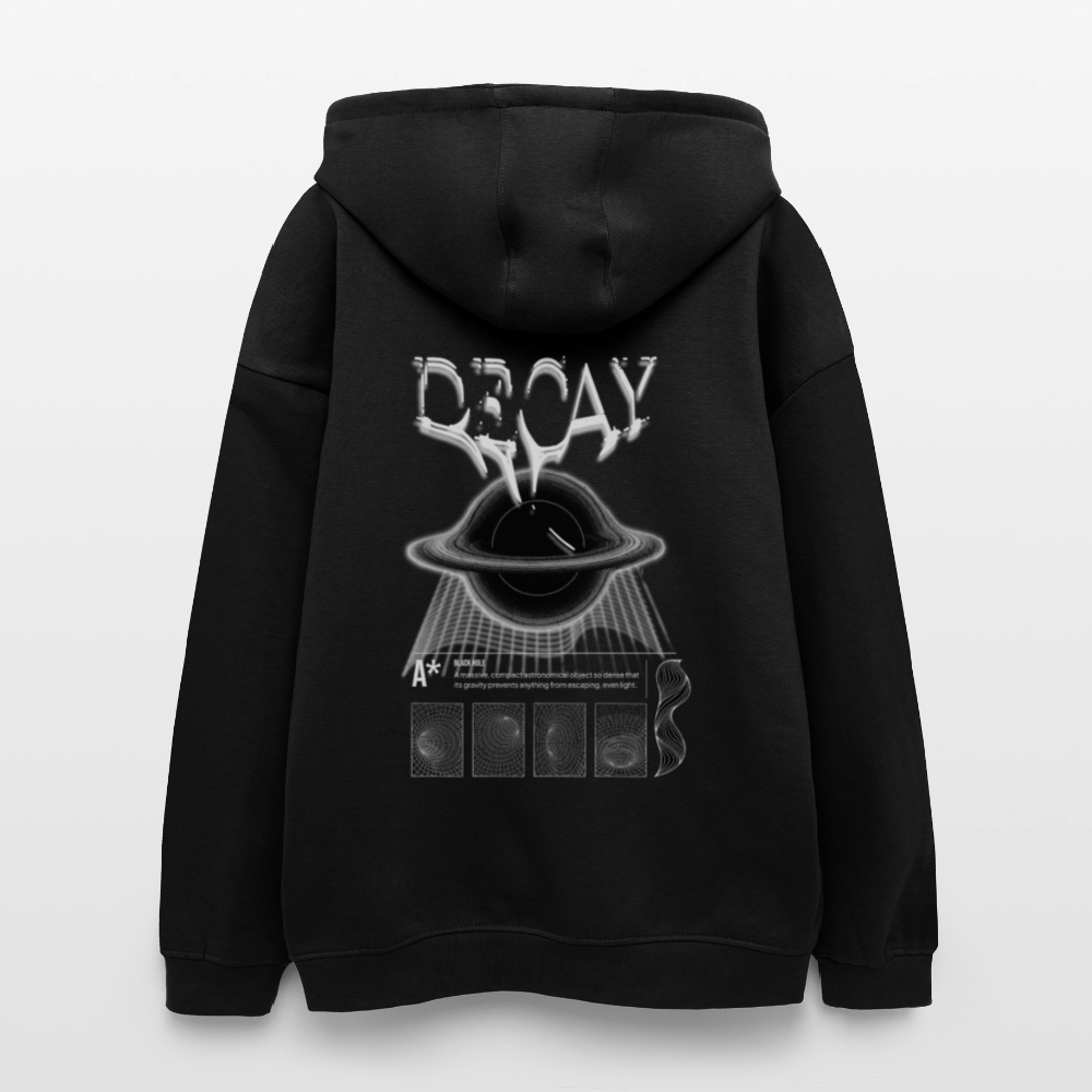 Premium Oversized Hoodie DECAY | Unisex Kapuzenpullover mit Black Hole Design & Backprint - Schwarz