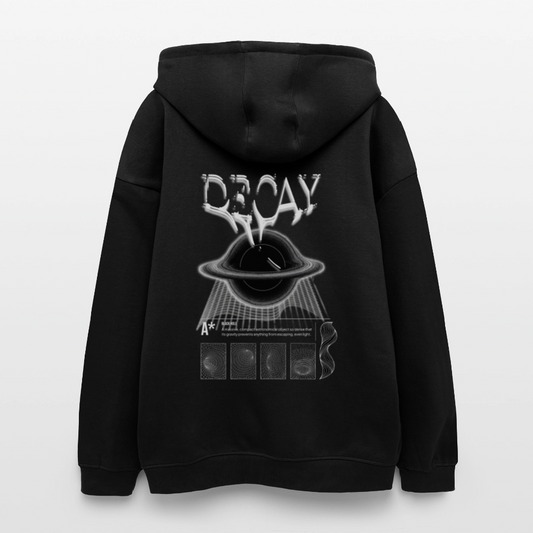Premium Oversized Hoodie DECAY | Unisex Kapuzenpullover mit Black Hole Design & Backprint - Schwarz