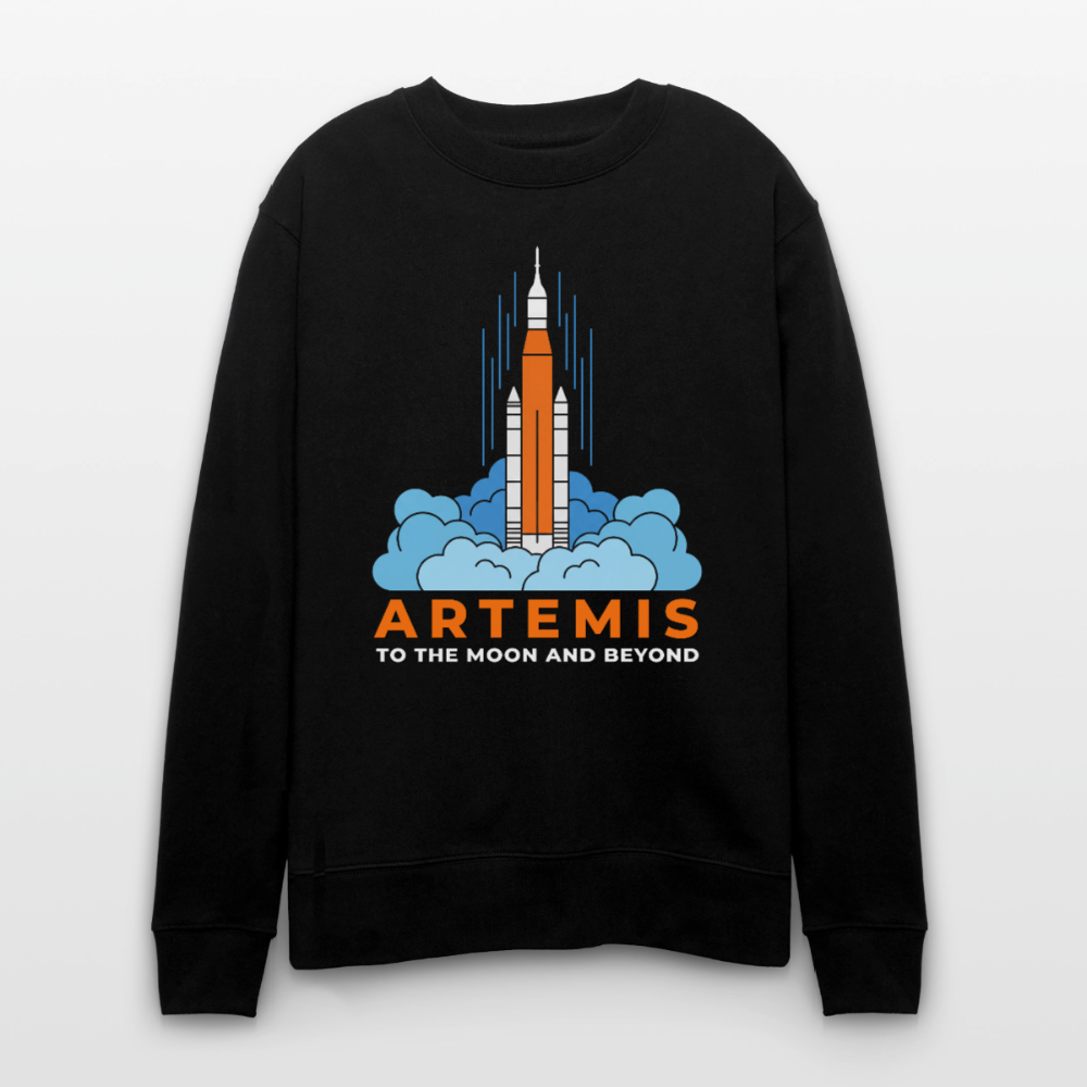 Artemis Mission Bio Sweatshirt Unisex – To The Moon And Beyond | Nachhaltiger Weltraum Pullover - Schwarz