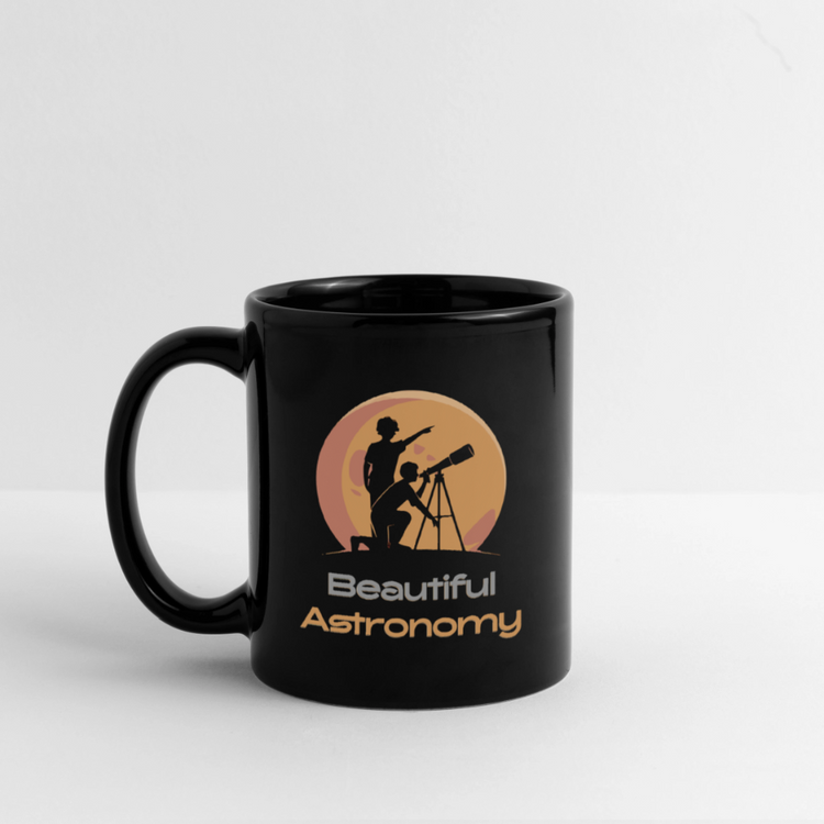 Beautiful Astronomy Tasse – Schwarze Keramiktasse mit Teleskop-Motiv & Astronomie-Design - Schwarz