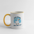 Lustige Kaffeetasse mit frechem Enten-Motiv „Duck Around and Find Out“ Tasse - Weiß/Gelb