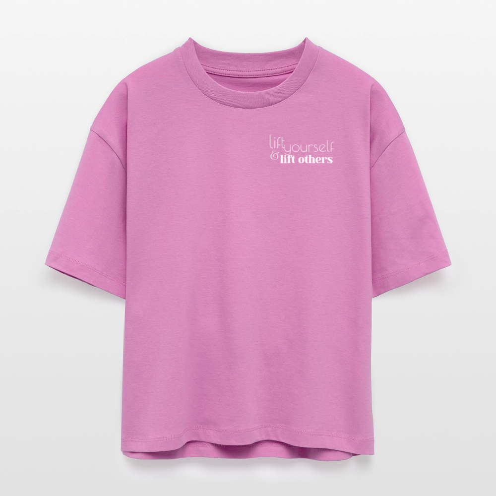 Lift Others | Organic Empowerment Shirt im Boxy Schnitt | White Print - Pink