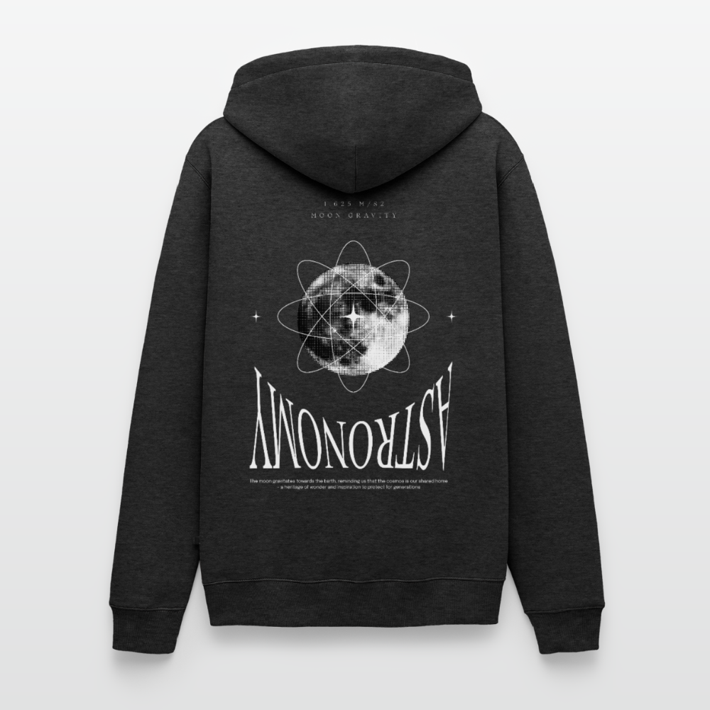 Premium Hoodie "Astronomy" – Mond-Print Unisex Hoodie - Anthrazit meliert
