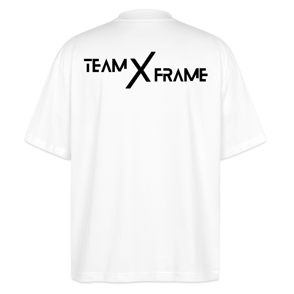 Premium Organic Unisex Oversized Shirt Team XFrame 2 | Stylisches Bodybuilding Shirt (Heller Stoff) - Weiß